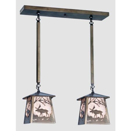 Meyda Tiffany 2 Light 24" Wide Linear Pendant with Handmade Shade Antique Copper
