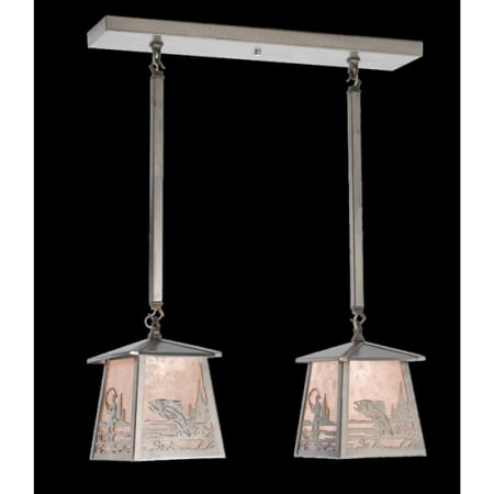 Meyda Tiffany 2 Light 24" Wide Linear Pendant with Handmade Shade Steel
