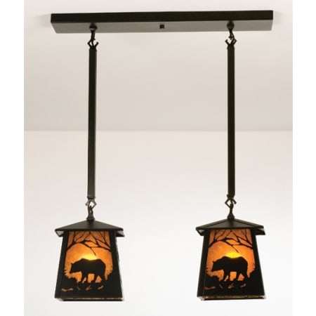Meyda Tiffany 2 Light 24" Wide Linear Pendant with Handmade Shade Black