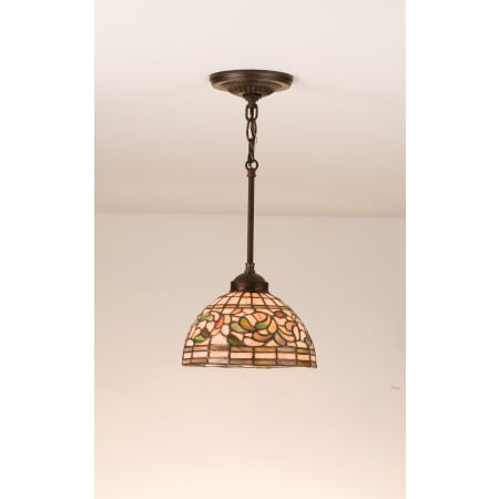 Meyda Tiffany Stained Glass / Tiffany Mini Pendant from the Turning Leaf Collection Mahogany Bronze