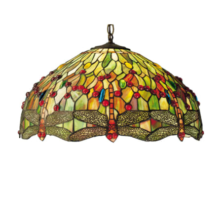 Meyda Tiffany Stained Glass / Tiffany Three Light Down Lighting Pendant Mahogany Bronze