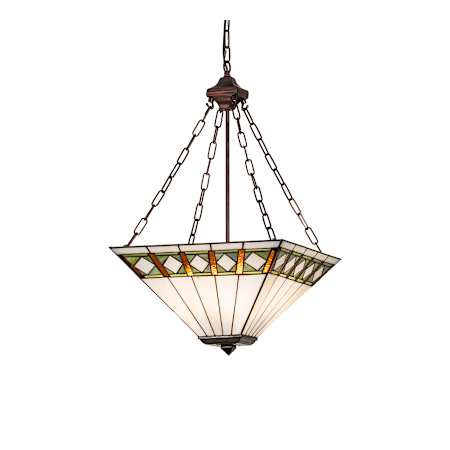 Meyda Tiffany 2 Light 17" Wide Square Diamond Band Mission Inverted Pendant Mahogany Bronze