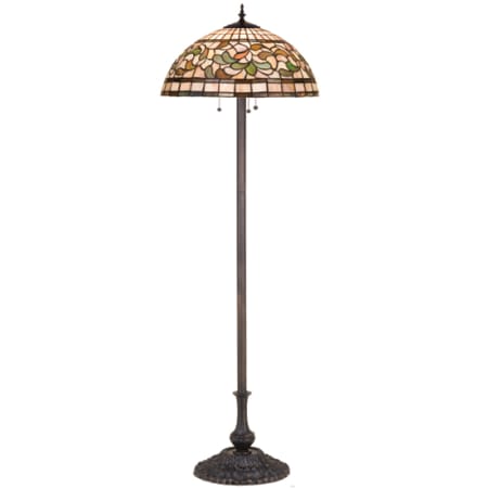 Meyda Tiffany Stained Glass / Tiffany Three Light Floor Lamp Mahogany Bronze