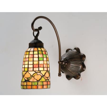 Meyda Tiffany Acorns 6" Wide Single Light Wall Sconce with Stained Glass Shade Mahogany Bronze