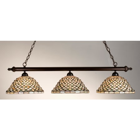 Meyda Tiffany Stained Glass / Tiffany Island / Billiard Fixture from the Diamond & Jewel Collection Mahogany Bronze