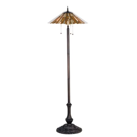 Meyda Tiffany Stained Glass / Tiffany Three Light Floor Lamp Mahogany Bronze