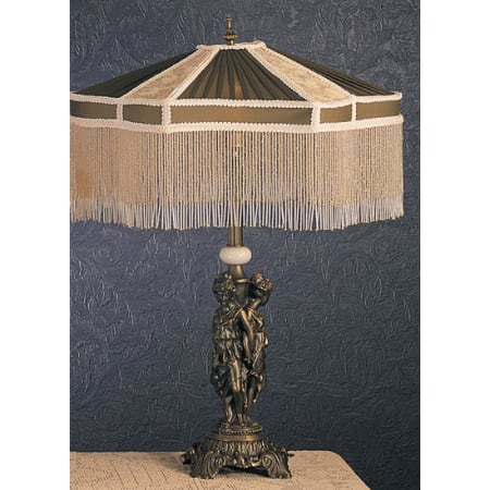 Meyda Tiffany Persian Style Vintage Human Figure Table Lamp with Fringe Shade Tiffany