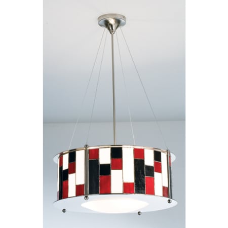 Meyda Tiffany 3 Light 22" Wide Pendant with Handmade Shade Brushed Nickel