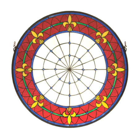 Meyda Tiffany Tiffany Round Medallion Red Stained Glass Window Pane from the Fleur-De-Lis Collection N/A