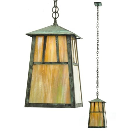 Meyda Tiffany Single Light 8" Wide Mini Pendant with Handmade Shade Verdi