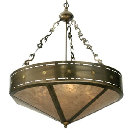 Meyda Tiffany 4 Light 30" Wide Pendant with Handmade Shade Timeless Bronze