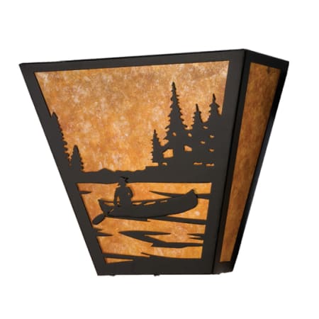 Meyda Tiffany 13" Wide 2 Light Wall Sconce with Mica Glass Shade Black