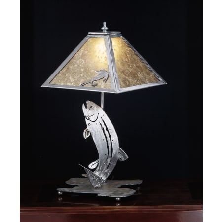 Meyda Tiffany Sportsman Fishing Table Lamp from the Fish Du Jour Collection Steel / Silver Mica