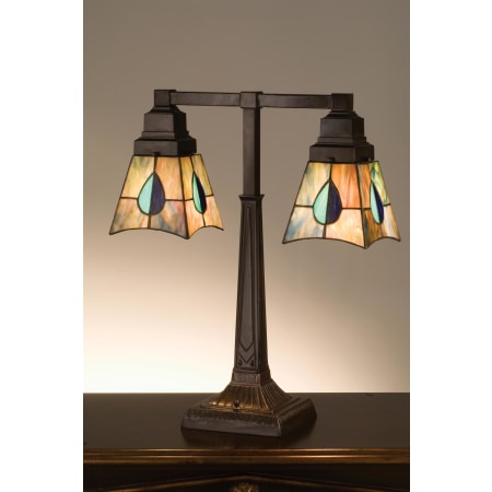 Meyda Tiffany Craftsman / Mission Table Lamp from the Mackintosh Leaf Collection Mahogany Bronze