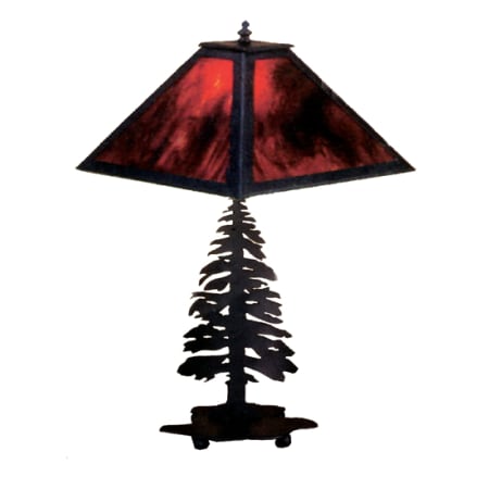 Meyda Tiffany Lodge Table Lamp from the Pine Tree Collection Black / Burgundy Art Glass
