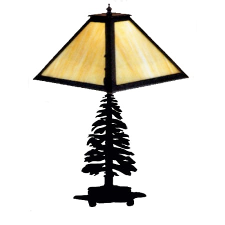 Meyda Tiffany Table Lamp from the Pine Tree Collection Black / Beige Art Glass