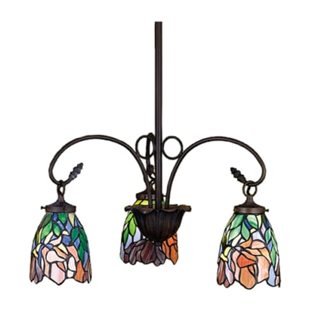 Meyda Tiffany Stained Glass / Tiffany 3 Light Down Lighting Chandelier from the Fixtures Collection Tiffany Glass