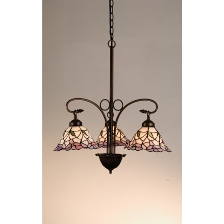 Meyda Tiffany Stained Glass / Tiffany 3 Light Down Lighting Chandelier from the Daffodil Bell Collection Tiffany Glass