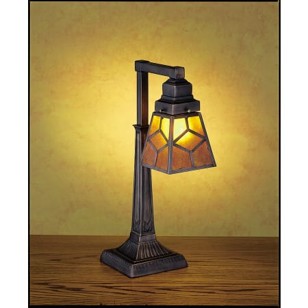 Meyda Tiffany Craftsman / Mission Accent Table Lamp from the Mica Missions Collection Tiffany Glass