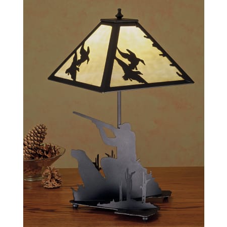 Meyda Tiffany Hunting Lodge Table Lamp from the Ducks in Flight Collection Black