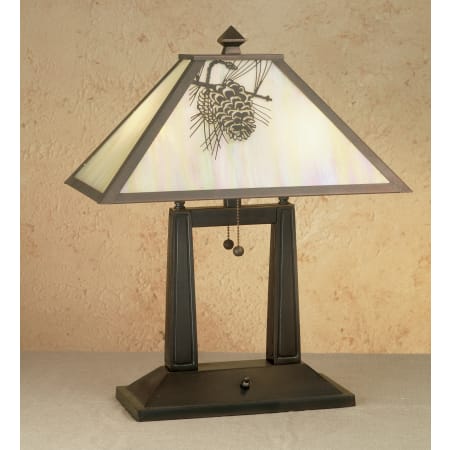 Meyda Tiffany Pinecone Craftsman / Mission Table Lamp from the Craftsman Signature Series Collection Mahogany Bronze