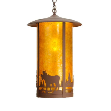 Meyda Tiffany Single Light 15-1/2" Wide Pendant with Handmade Shade Rust