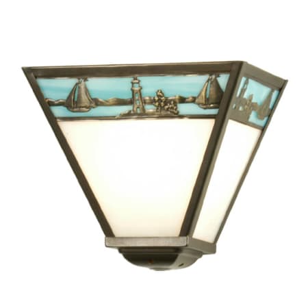 Meyda Tiffany 9" Wide Single Light Wall Sconce with Art Glass Shade Antique Brass