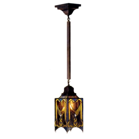 Meyda Tiffany Stained Glass / Tiffany Foyer Pendant from the Cottage Mission Collection Tiffany Glass