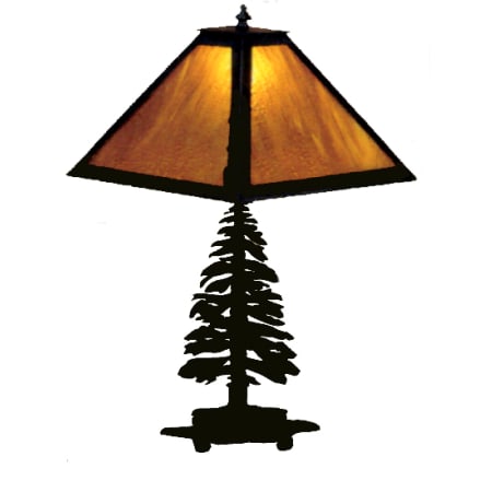 Meyda Tiffany Lodge Table Lamp from the Pine Tree Collection Black / Honey Art Glass
