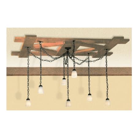 Meyda Tiffany 7 Light 12" Wide Linear Pendant with Handmade Shade Timeless Bronze