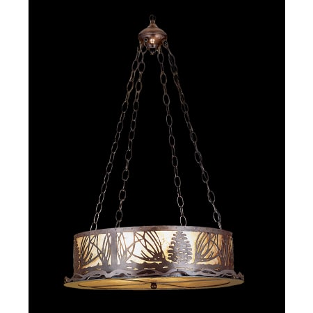 Meyda Tiffany 3 Light 22" Wide Pendant with Handmade Shade Antique Copper / Silver Mica