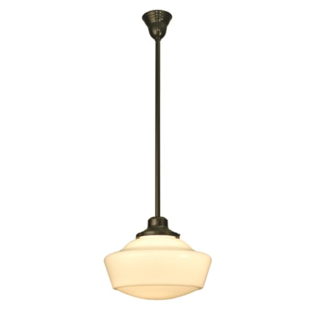Meyda Tiffany Single Light 16" Wide Pendant with Handmade Shade Craftsman Brown