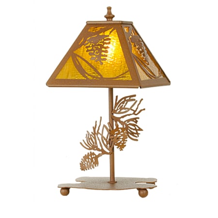 Meyda Tiffany Pine Cone Motif Lodge Style Accent Table Lamp Rust