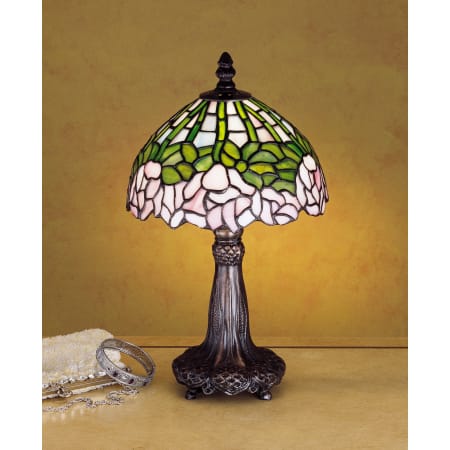 Meyda Tiffany Stained Glass / Tiffany Accent Table Lamp from the Cabbage Rose Collection Tiffany Glass