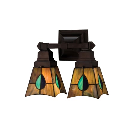 Meyda Tiffany Stained Glass / Tiffany 2 Light 12" Wide Bathroom Fixture from the Mackintosh Bungalow Collection Tiffany Glass