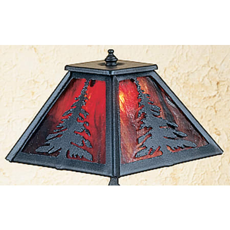 Meyda Tiffany Lodge Style Accent Table Lamp from the Pine Tree Collection Black / Burgundy Art Glass