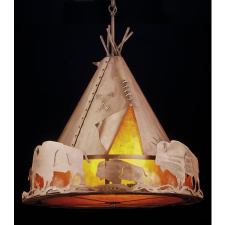 Meyda Tiffany 3 Light 24" Wide Pendant with Handmade Shade Antique Copper / Amber Mica