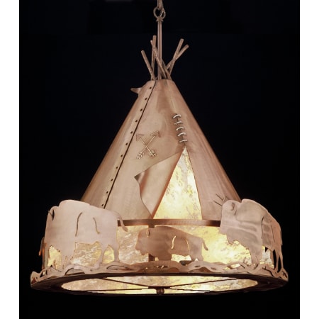 Meyda Tiffany 3 Light 24" Wide Pendant with Handmade Shade Antique Copper / Silver Mica