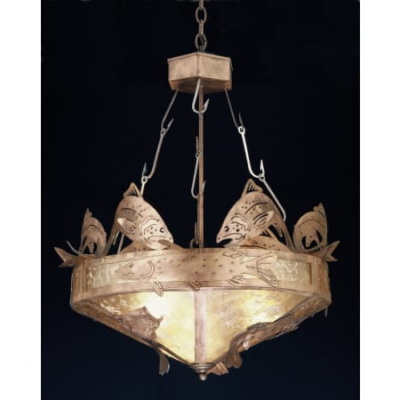 Meyda Tiffany 3 Light 24" Wide Pendant with Handmade Shade Antique Copper / Silver Mica