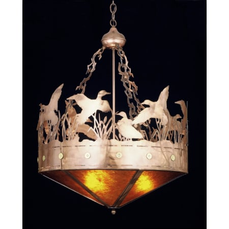 Meyda Tiffany 3 Light 24" Wide Pendant with Handmade Shade Antique Copper / Amber Mica