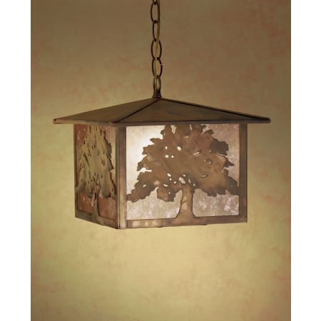 Meyda Tiffany Single Light 8-1/2" Wide Mini Pendant with Handmade Shade Rust / Silver Mica