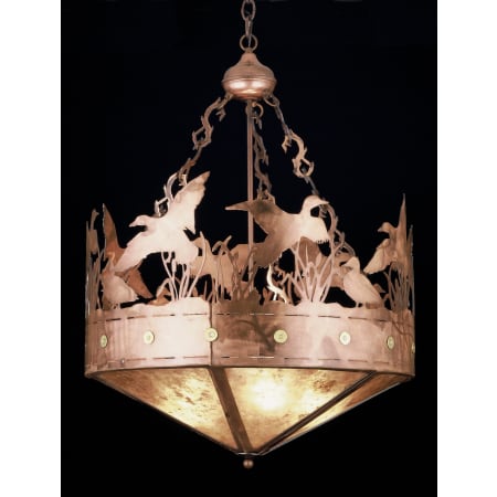 Meyda Tiffany 3 Light 24" Wide Pendant with Handmade Shade Antique Copper / Silver Mica