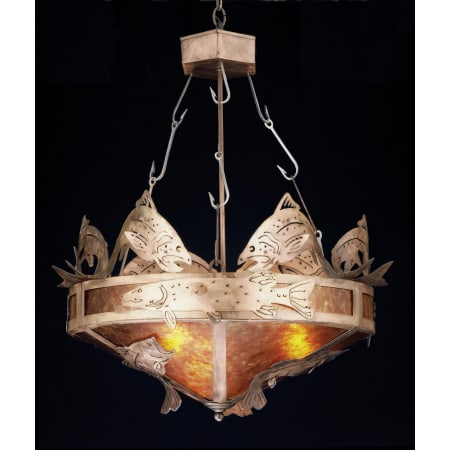 Meyda Tiffany 3 Light 32" Wide Pendant with Handmade Shade Antique Copper / Amber Mica