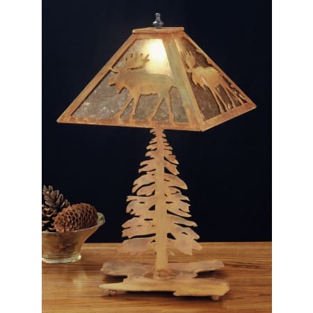 Meyda Tiffany Table Lamp from the Moose Collection Rust / Silver Mica
