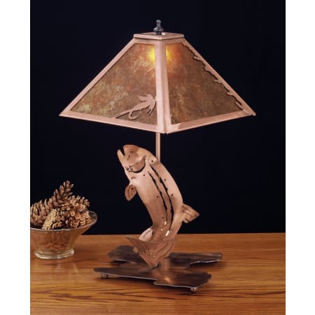 Meyda Tiffany Table Lamp from the Fish Du Jour Collection Antique Copper / Amber Mica