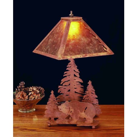 Meyda Tiffany Table Lamp from the Bear in the Woods Collection Rust / Silver Mica
