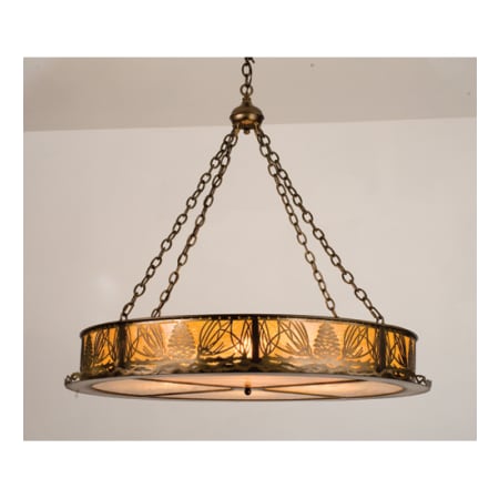 Meyda Tiffany 4 Light 42" Wide Pendant with Handmade Shade Antique Copper