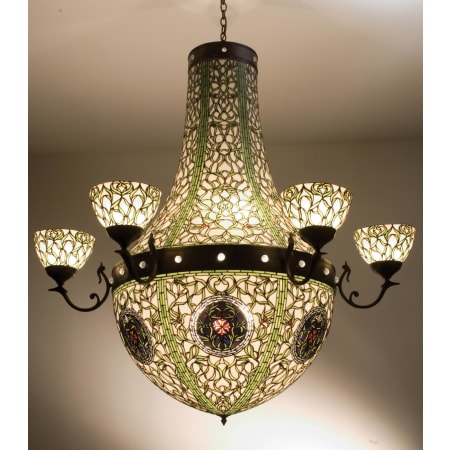 Meyda Tiffany Stained Glass / Tiffany 13 Light Up / Down Lighting Chandelier from the Tulip Medallion Collection Dark Bronze