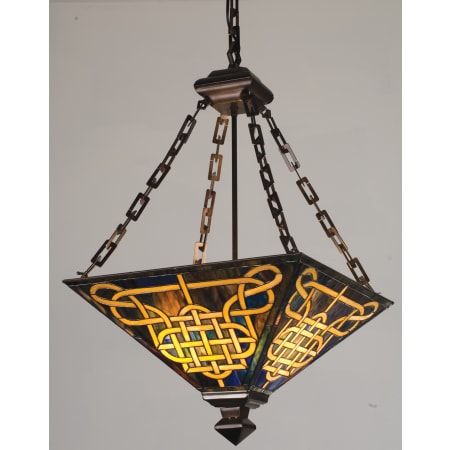 Meyda Tiffany 4 Light 24" Wide Pendant with Handmade Shade Mahogany Bronze