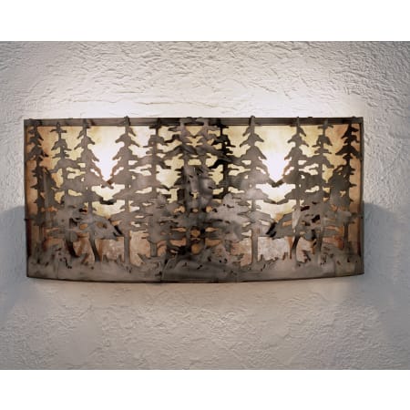 Meyda Tiffany Pine Lake 24" Wide 2 Light Wall Washer with Mica Glass Shade Antique Copper / Silver Mica